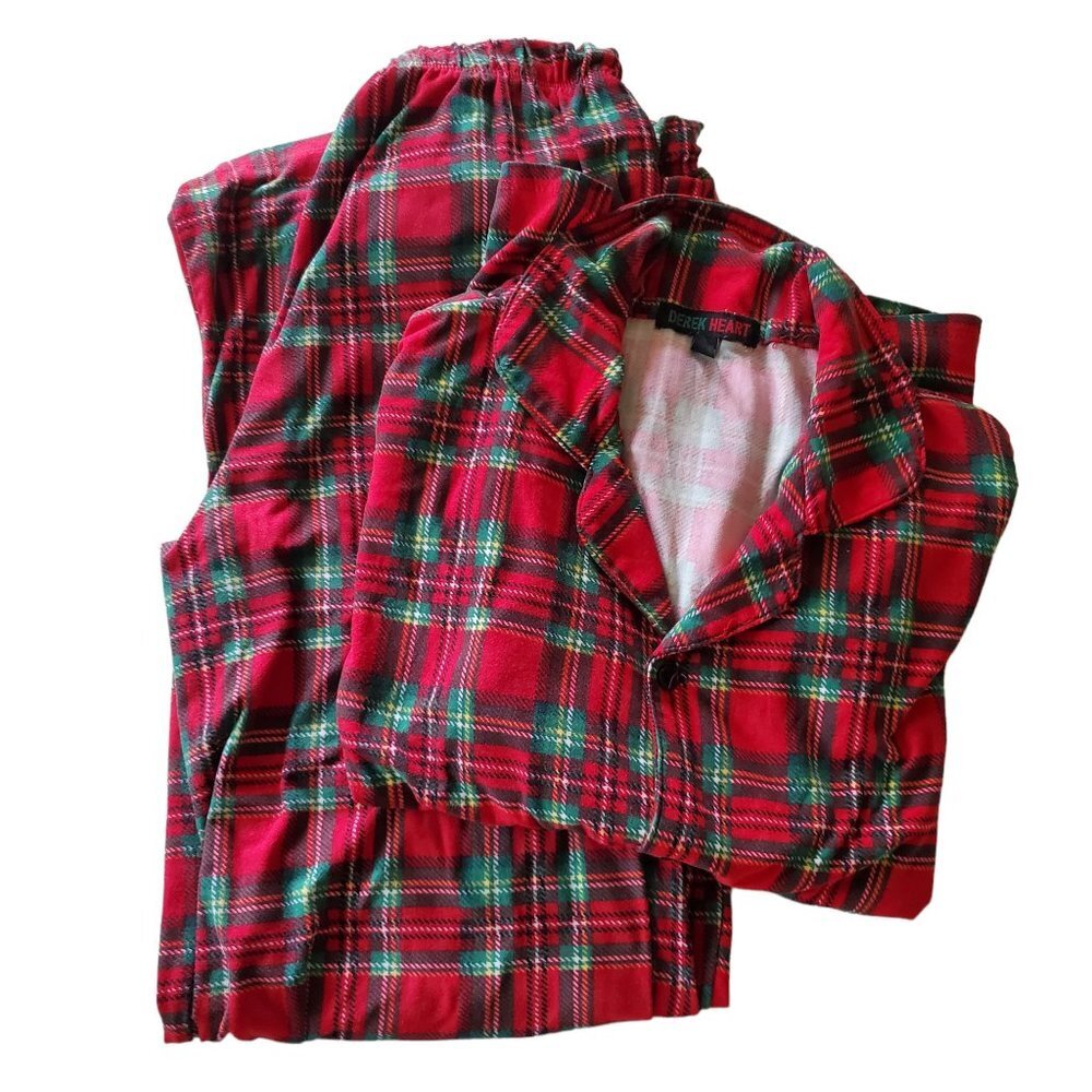 Derek‎ Heart Plaid Christmas Holiday Pajama Set Jr